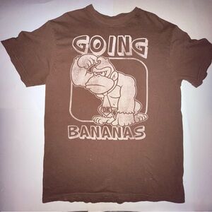 Nintendo Donkey Kong "Going Bananas" Brown Graphic Tee Size M